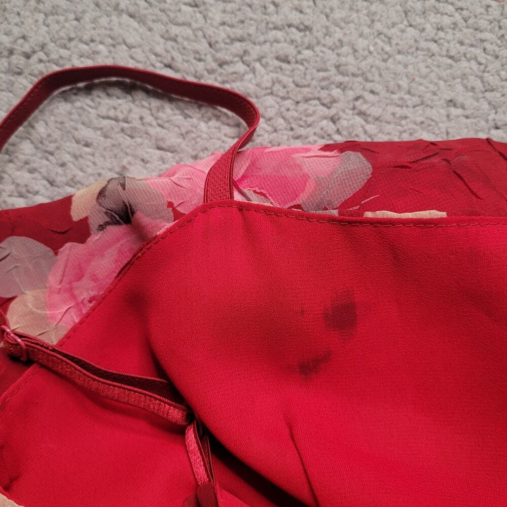 Vintage Necessary Objects Dress Medium Red Floral Fairy Apron Coquette Hi-Lo Y2K - Picture 9 of 11